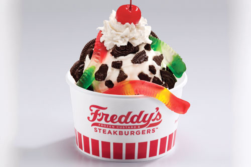 FREE Dirt & Worms or A Mini Single-Topping Sundae With Purchase Of A Combo Meal at Freddy's Frozen Custard & Steakburger